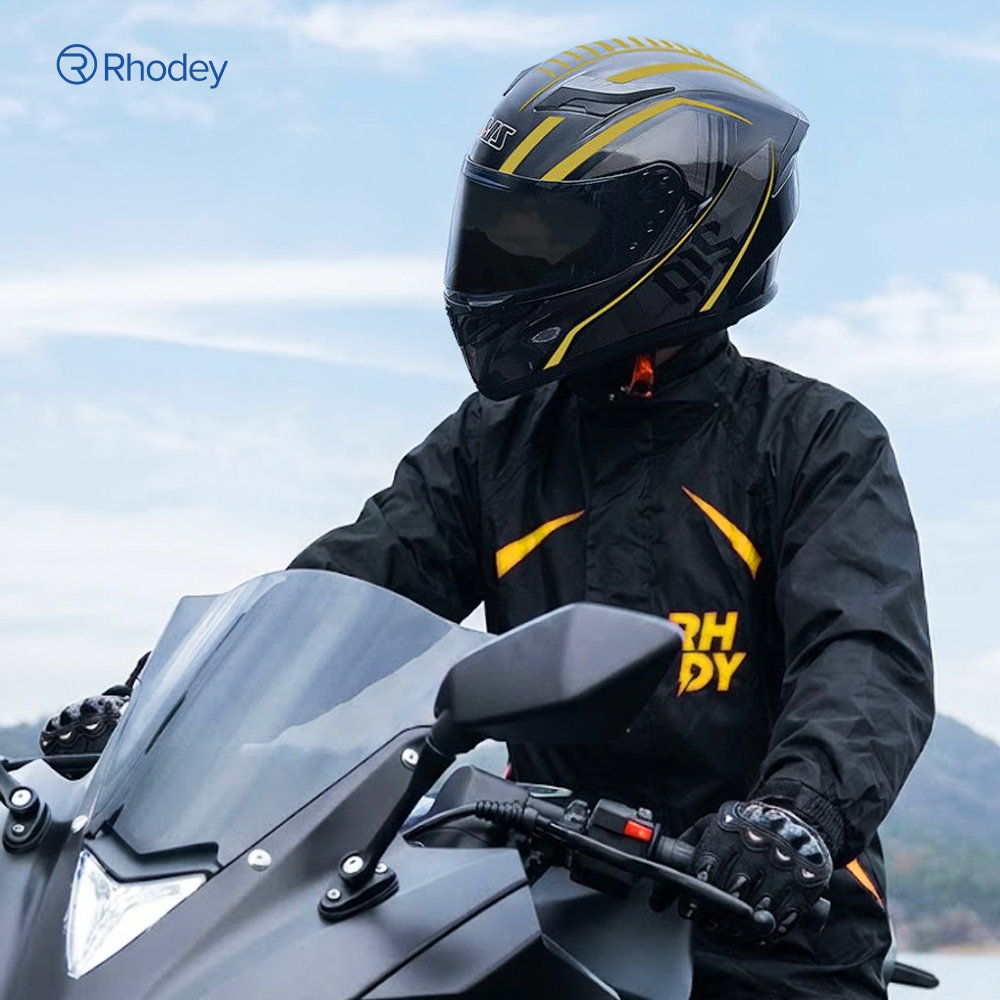 Rhodey Jas Hujan Setelan Motor Visor Polyester Waterproof Raincoat L - ZY-8119 Gambar produk Rhodey Jas Hujan Setelan Motor Visor Polyester Waterproof Raincoat L - ZY-8119