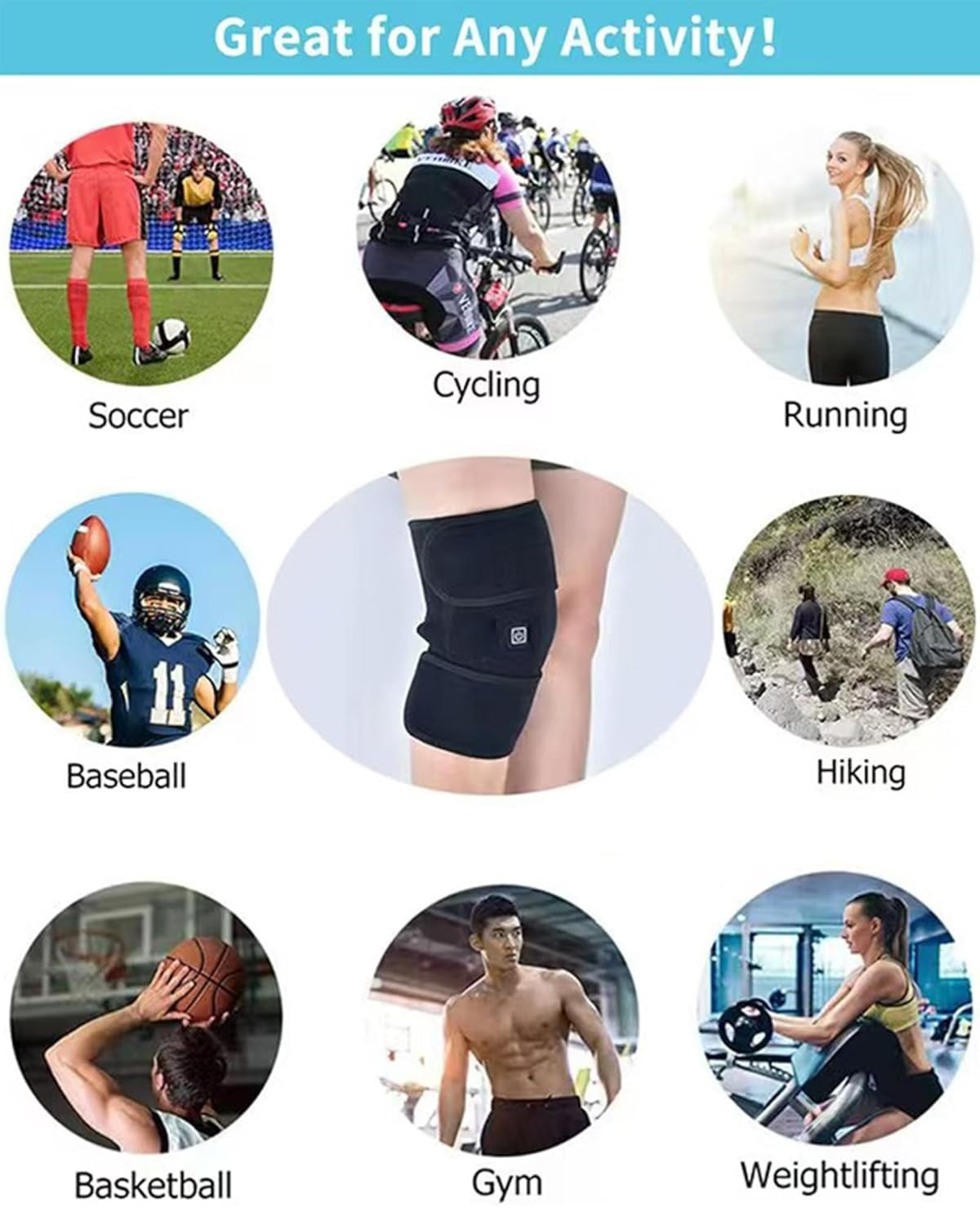 Gambar produk MIZION Sabuk Terapi Pemanas Lutut Elektrik Knee Pad Heating USB - MZ-3