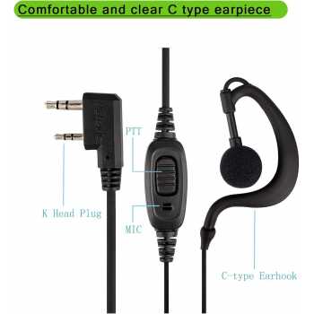Gambar produk RETEVIS Headset Mikrofon In-ear C Type for HT Walkie Talkie 2 Pin - EEK004