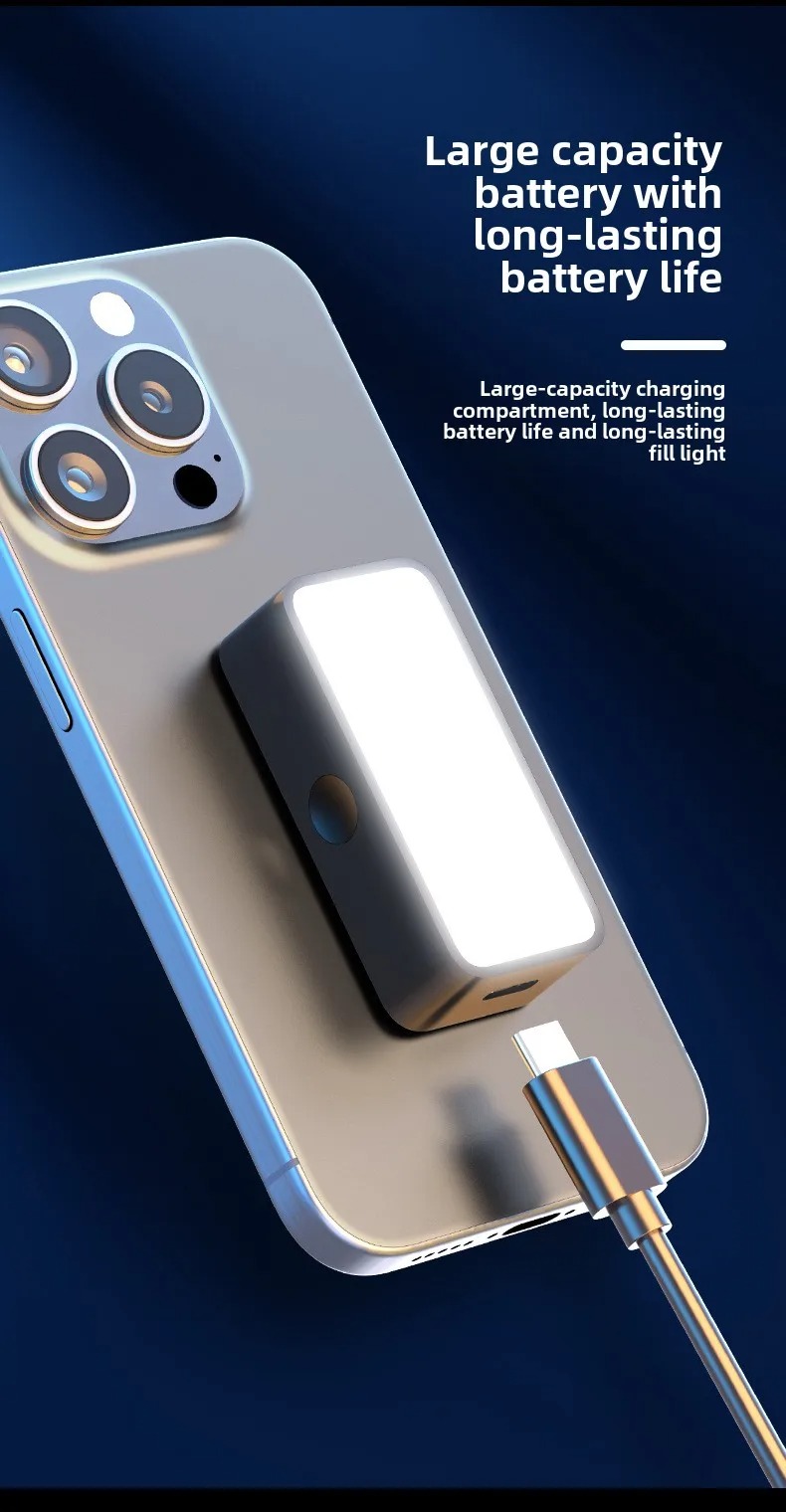 APOPIS Lampu Fill Light LED Magnetic 3 Color Portable Dimmable 150mAh - A08 Gambar produk APOPIS Lampu Fill Light LED Magnetic 3 Color Portable Dimmable 150mAh - A08