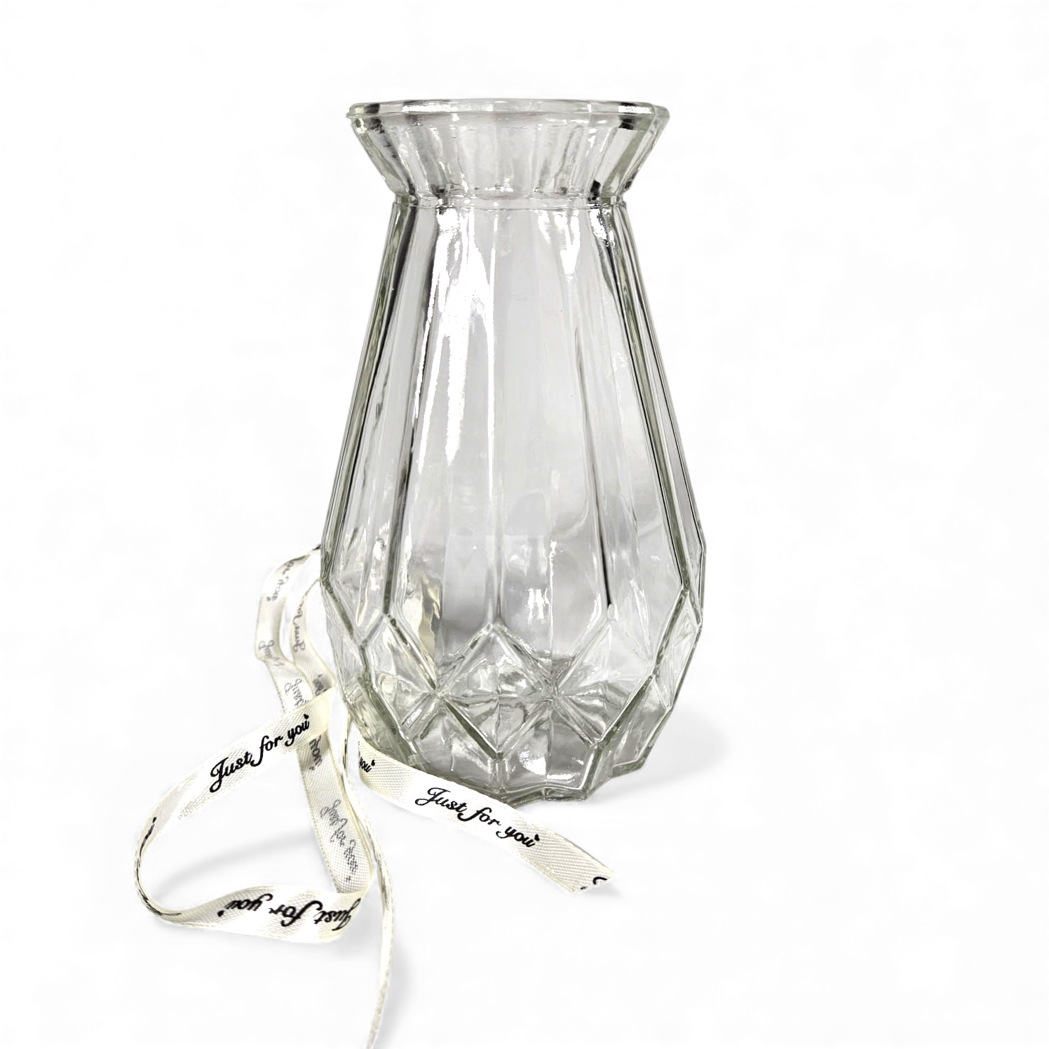 NISEVEN Vas Bunga Kaca Estetik Crystal Ribbon Flower Vase - P-02 Gambar produk NISEVEN Vas Bunga Kaca Estetik Crystal Ribbon Flower Vase - P-02