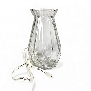 Gambar produk NISEVEN Vas Bunga Kaca Estetik Crystal Ribbon Flower Vase - P-02