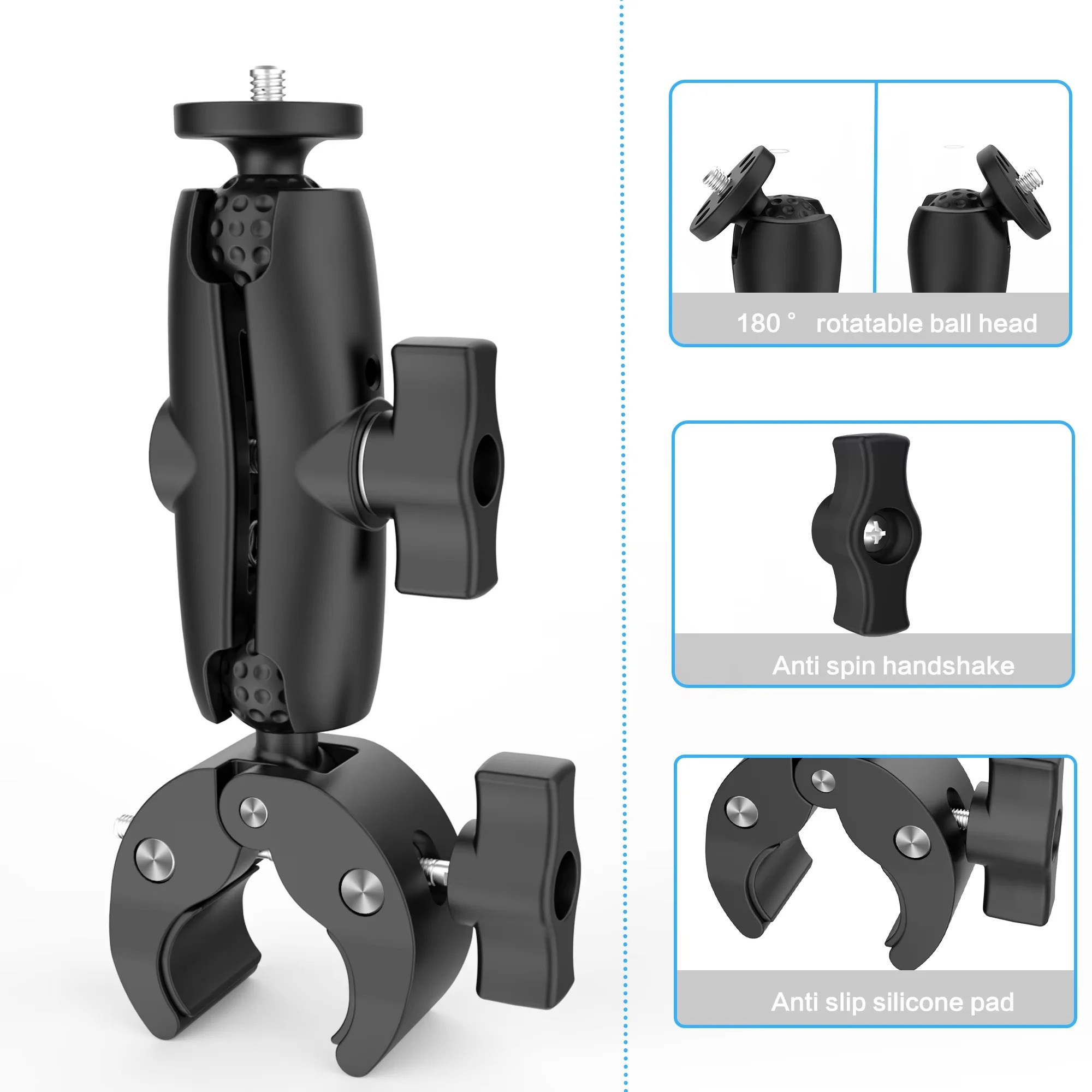 Fahliso Clamp Holder Action Camera Motorcycle Handlebar 1/4 Inch - FH-14 Gambar produk Fahliso Clamp Holder Action Camera Motorcycle Handlebar 1/4 Inch - FH-14