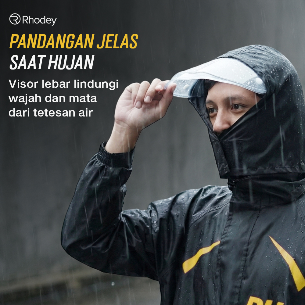 Rhodey Jas Hujan Setelan Motor Visor Polyester Waterproof Raincoat L - ZY-8119 Gambar produk Rhodey Jas Hujan Setelan Motor Visor Polyester Waterproof Raincoat L - ZY-8119