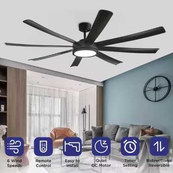 SOVE Kipas Angin Gantung Lampu LED Tri Color with Remote 72 Inch - SOTF-100