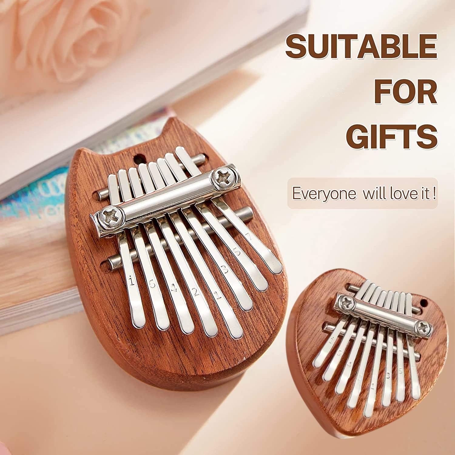 Gambar produk LUMINA Kalimba Mini Thumb Piano Musical Toys 8 Note Sound Solid Wood Heart - LM-4587