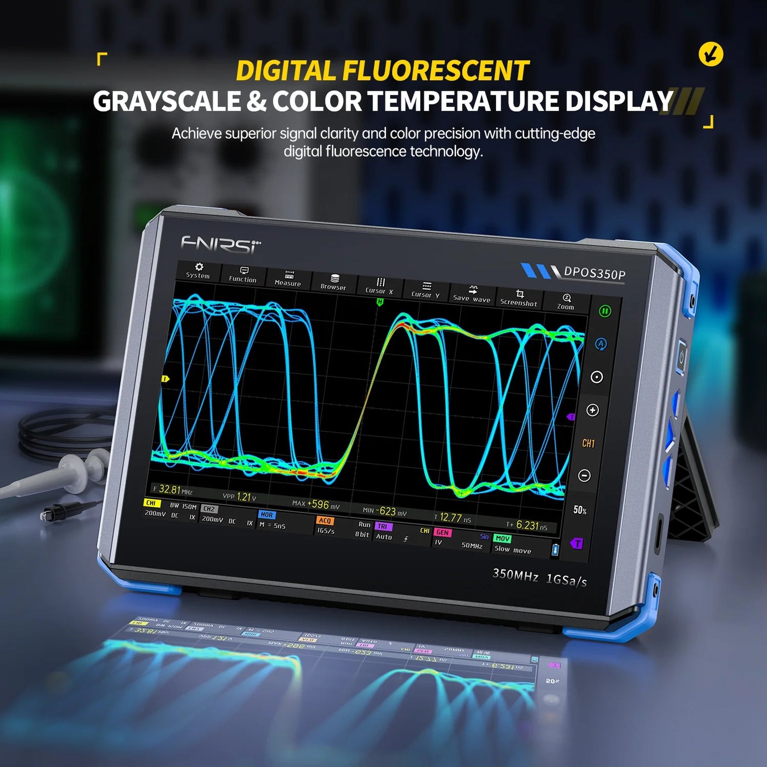 FNIRSI Digital Oscilloscope 4in1 Spectrum Frequency Signal Generator - DPOS350P Gambar produk FNIRSI Digital Oscilloscope 4in1 Spectrum Frequency Signal Generator - DPOS350P
