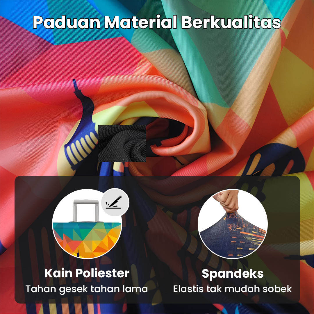 TravGuard Sarung Koper Elastis Polyester Spandex Luggage Cover M Scenic Spot 2 - H-22 Gambar produk TravGuard Sarung Koper Elastis Polyester Spandex Luggage Cover M Scenic Spot 2 - H-22