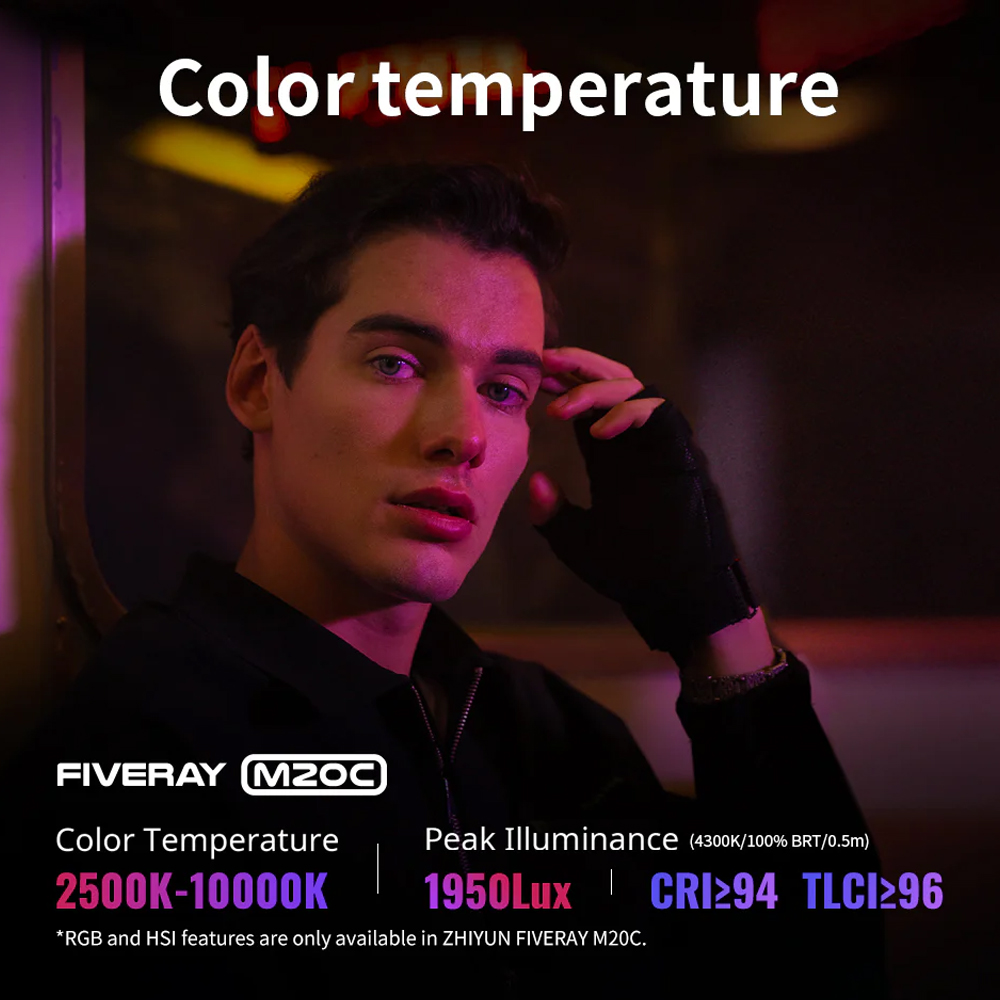 Zhiyun Lampu Studio Fotografi LED RGBW 6 Mode Magnetic Base 20W - M20C Gambar produk Zhiyun Lampu Studio Fotografi LED RGBW 6 Mode Magnetic Base 20W - M20C