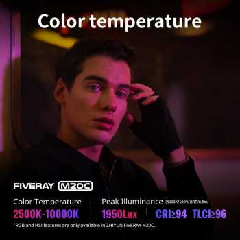 Gambar produk Zhiyun Lampu Studio Fotografi LED RGBW 6 Mode Magnetic Base 20W - M20C