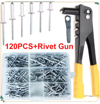 JERBOR Baut Rivet Universal Blind Rivets Tool Set with Gun 120 PCS - XM20 Gambar produk JERBOR Baut Rivet Universal Blind Rivets Tool Set with Gun 120 PCS - XM20