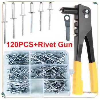JERBOR Baut Rivet Universal Blind Rivets Tool Set with Gun 120 PCS - XM20