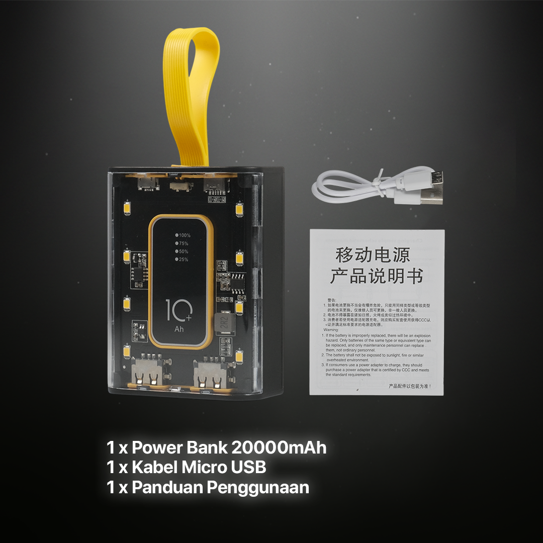 WST Power Bank 20000mAh Fast Charging PD 3in1 Cable Dual USB Port 10W - WS731 Gambar produk WST Power Bank 20000mAh Fast Charging PD 3in1 Cable Dual USB Port 10W - WS731