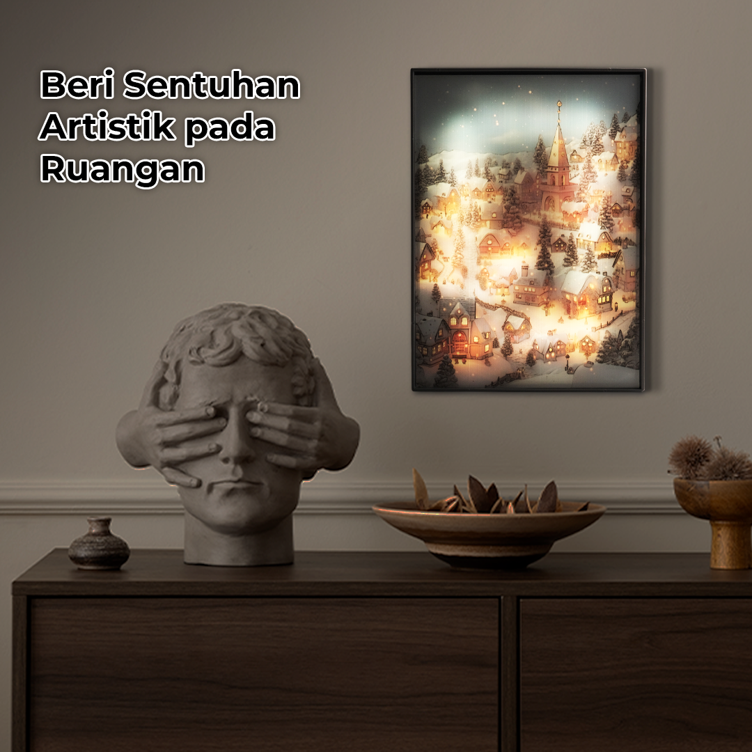 Gambar produk YORYZENG Lampu Meja Hias Lukisan 3in1 Color LED USB 30.5cm Christmas Snow - YY31