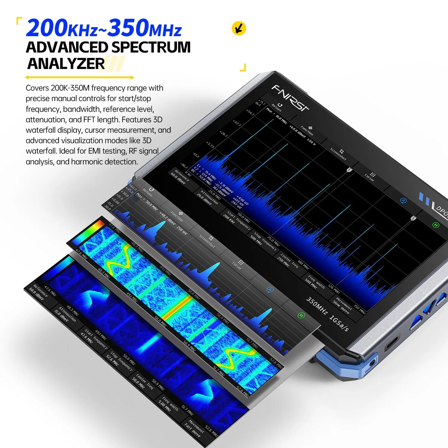 FNIRSI Digital Oscilloscope 4in1 Spectrum Frequency Signal Generator - DPOS350P Gambar produk FNIRSI Digital Oscilloscope 4in1 Spectrum Frequency Signal Generator - DPOS350P