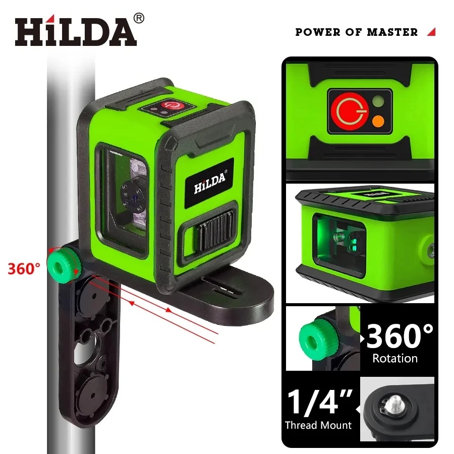 HILDA Laser Level Self Leveling 2 Line 360 Degree Waterproof IP54 - LS219 Gambar produk HILDA Laser Level Self Leveling 2 Line 360 Degree Waterproof IP54 - LS219