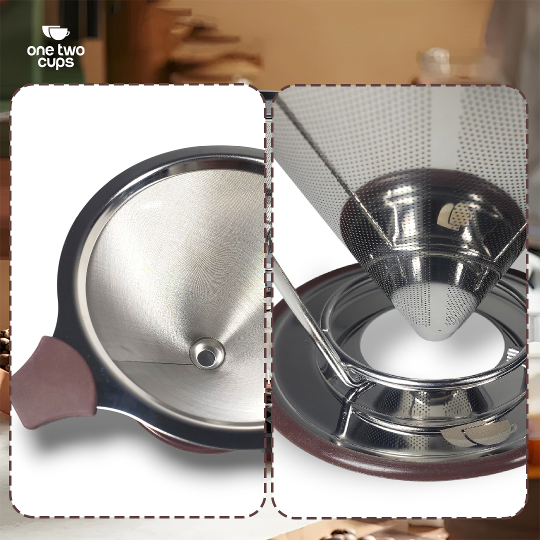 Gambar produk One Two Cups Saringan Kopi Stainless Steel 304 Filter V60 Large - FS-42S