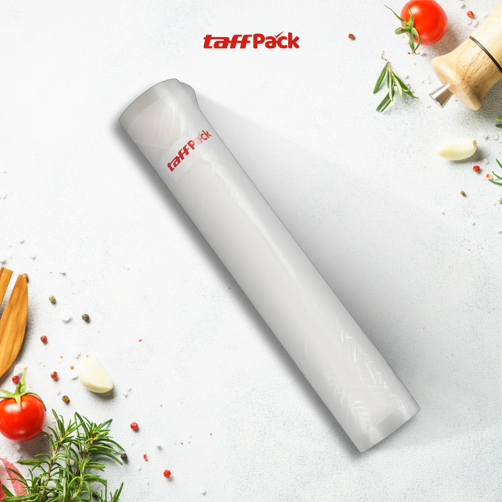 TaffPACK Plastik Vacuum Makanan Sealer Biodegradable BPA Free 1 Roll 28x500cm - HK-07 Gambar produk TaffPACK Plastik Vacuum Makanan Sealer Biodegradable BPA Free 1 Roll 28x500cm - HK-07