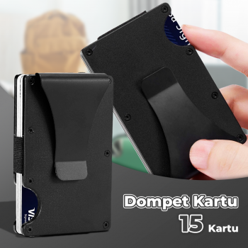 Gambar produk Dompet Kartu Anti RFID Portable 15 Slot dengan Klip Uang