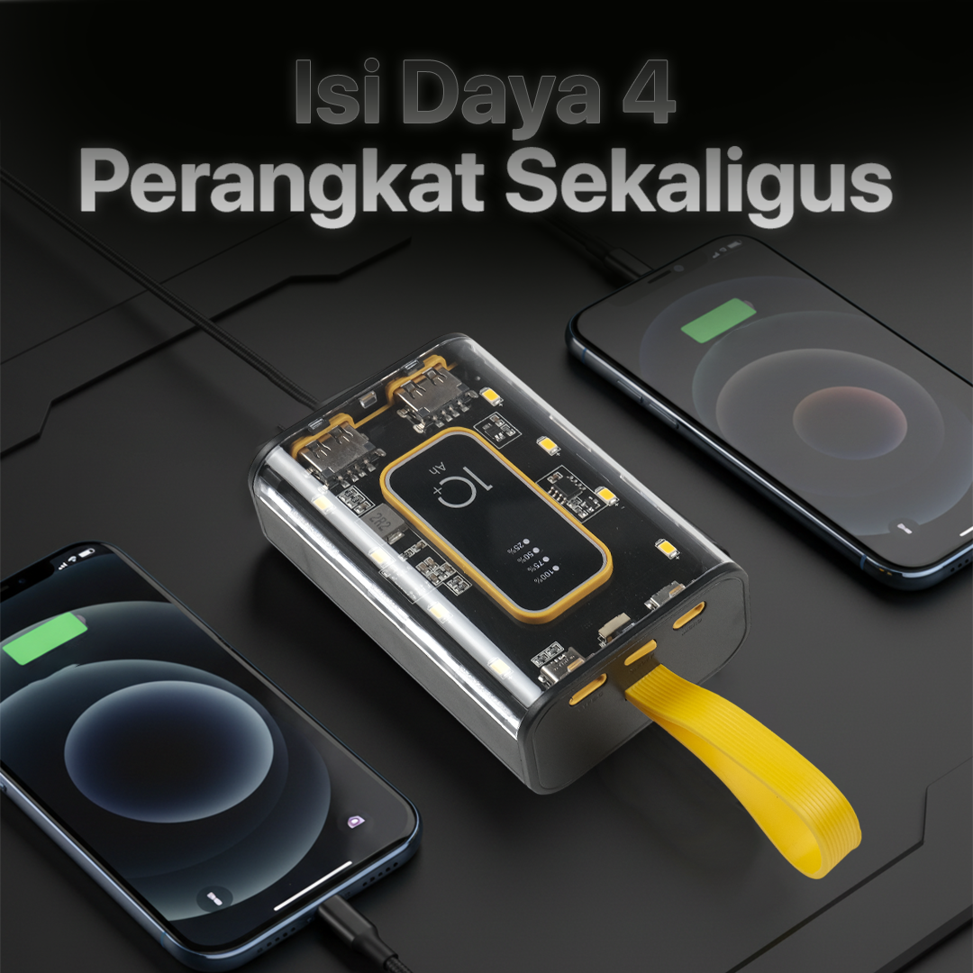 WST Power Bank 20000mAh Fast Charging PD 3in1 Cable Dual USB Port 10W - WS731 Gambar produk WST Power Bank 20000mAh Fast Charging PD 3in1 Cable Dual USB Port 10W - WS731