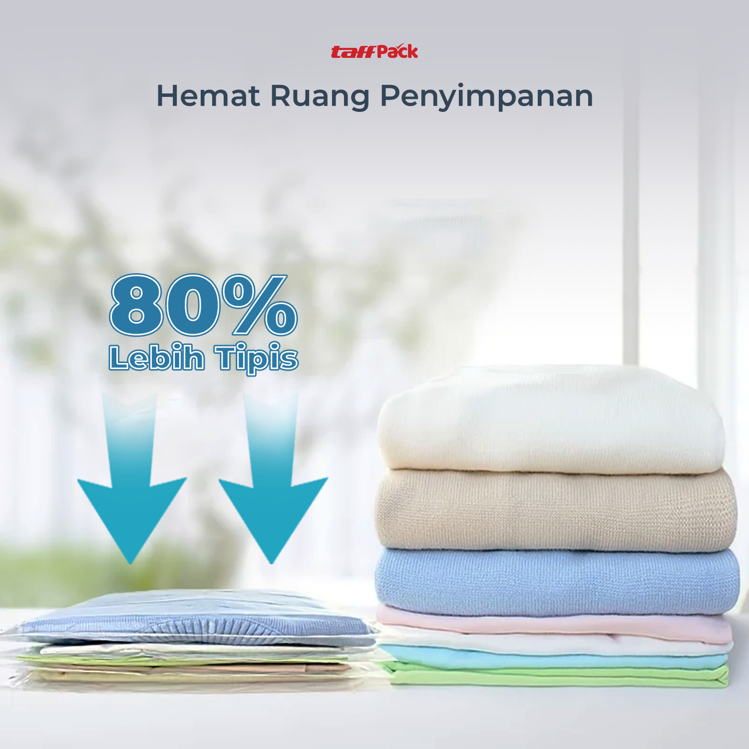 TaffPACK Kantong Plastik Vakum Pakaian Gulung Manual 40x60cm 1 PCS - TR028 Gambar produk TaffPACK Kantong Plastik Vakum Pakaian Gulung Manual 40x60cm 1 PCS - TR028