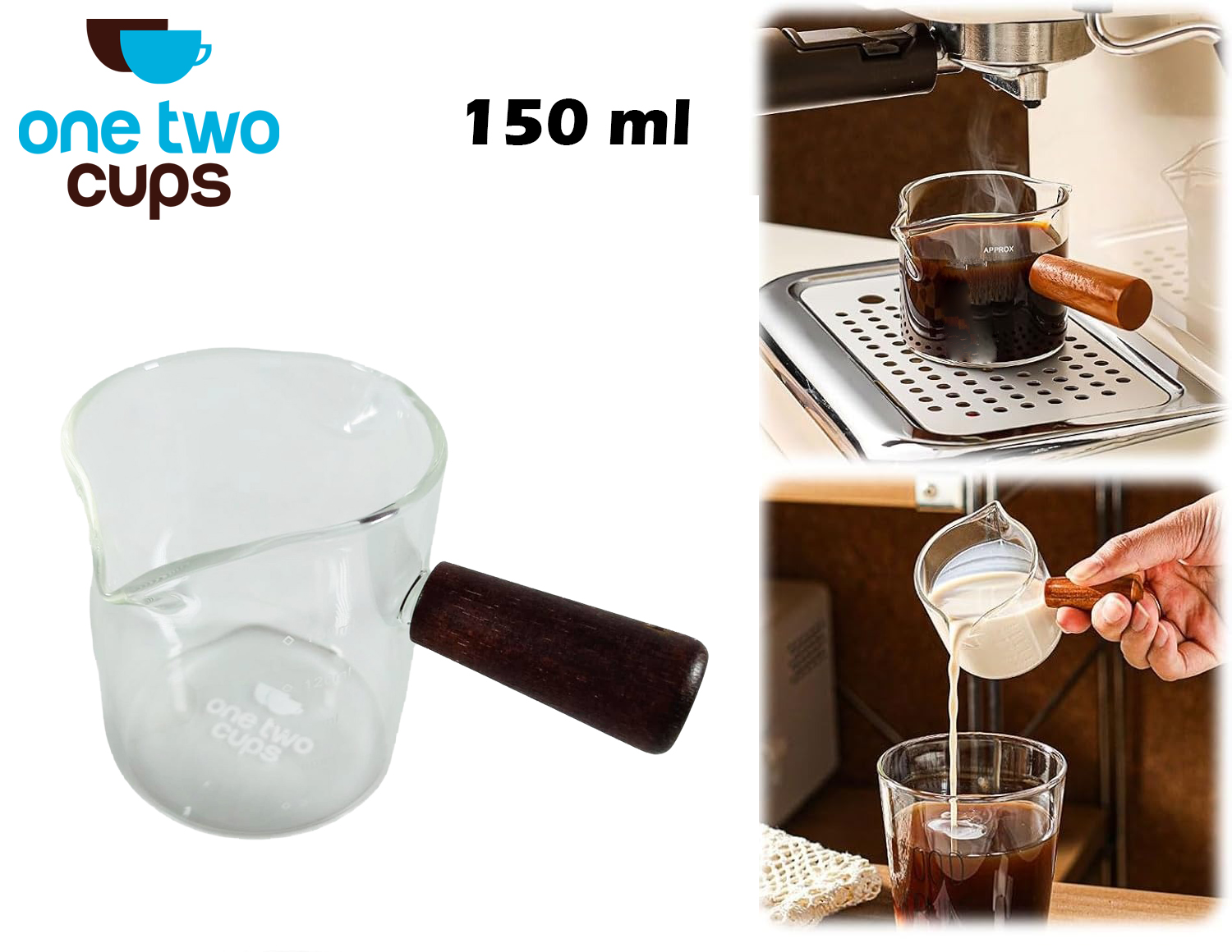 One Two Cups Gelas Takar Kopi Espresso Measuring Double Mouth 150ml - JK-150 Gambar produk One Two Cups Gelas Takar Kopi Espresso Measuring Double Mouth 150ml - JK-150