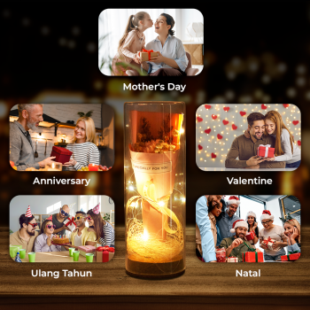 Gambar produk AINYROS Lampu Bunga Dekorasi LED Eternal Flower Dome Glass Cover Carnation - AN2185