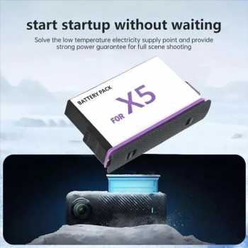 Gambar produk COOLSHOW Baterai Kamera Aksi Insta360 X5 Rechargeable 2800mAh - CL-280