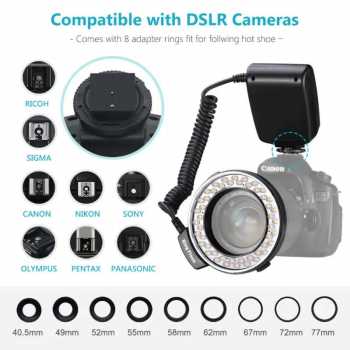 Gambar produk CAMOLO Macro Ring Flash LED 3in1 Color 1500-3000K for DSLR Camera - RF-550D