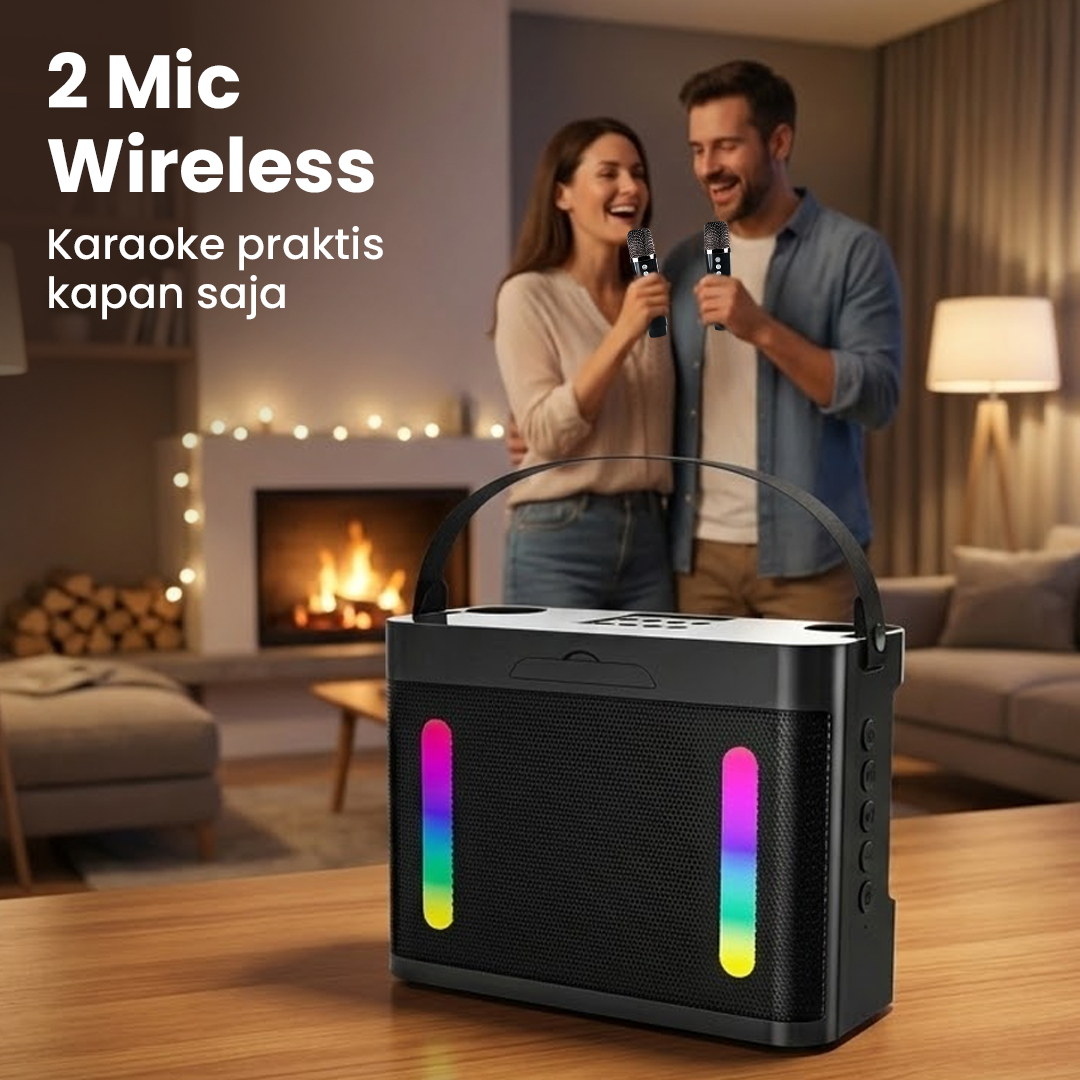 XINJIA Speaker Bluetooth Karaoke Portable RGB with 2 Microphone 10W - WJ-A927 Gambar produk XINJIA Speaker Bluetooth Karaoke Portable RGB with 2 Microphone 10W - WJ-A927