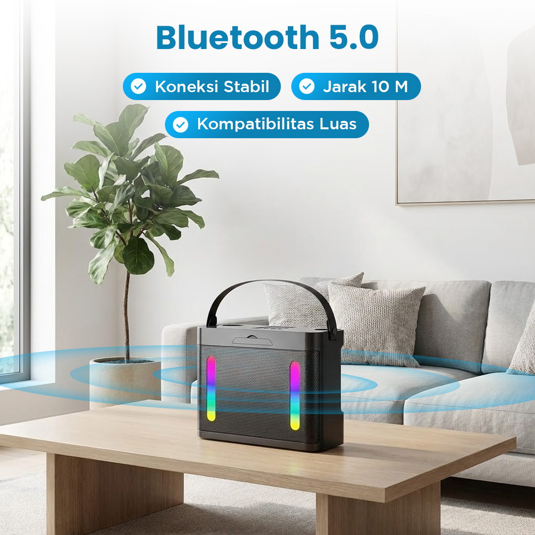 XINJIA Speaker Bluetooth Karaoke Portable RGB with 2 Microphone 10W - WJ-A927 Gambar produk XINJIA Speaker Bluetooth Karaoke Portable RGB with 2 Microphone 10W - WJ-A927