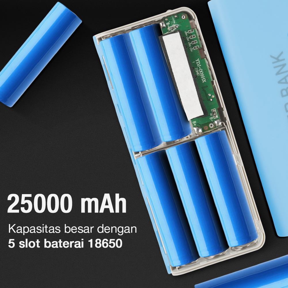 VBESTLIFE Power Bank DIY Case Dual USB Port 5 PCS 18650 Flat Top - YDJ-009HX Gambar produk VBESTLIFE Power Bank DIY Case Dual USB Port 5 PCS 18650 Flat Top - YDJ-009HX