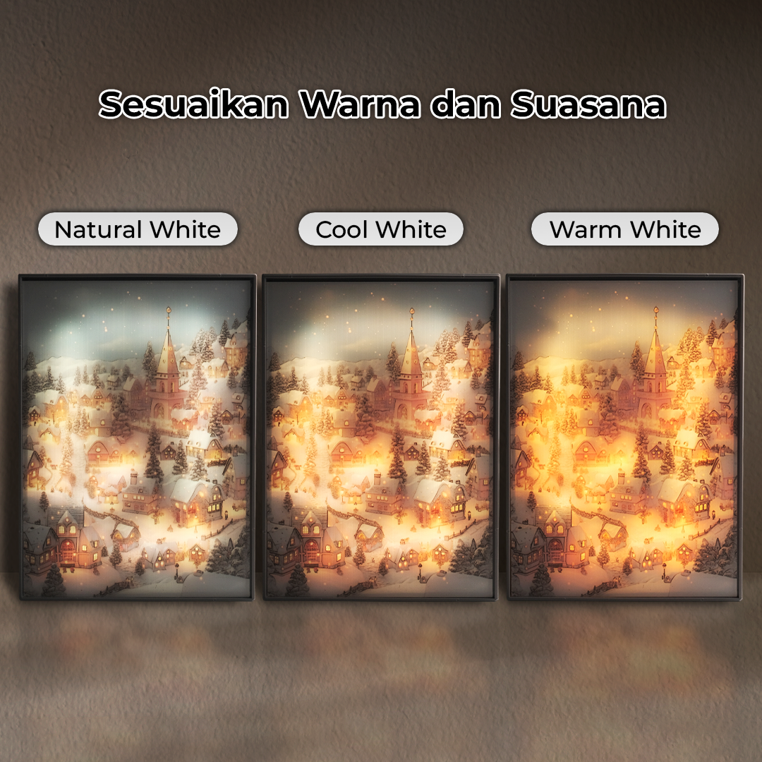 Gambar produk YORYZENG Lampu Meja Hias Lukisan 3in1 Color LED USB 30.5cm Christmas Snow - YY31