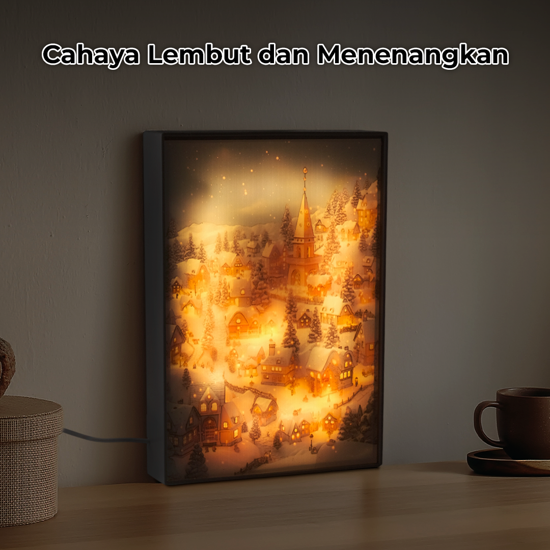 Gambar produk YORYZENG Lampu Meja Hias Lukisan 3in1 Color LED USB 30.5cm Christmas Snow - YY31