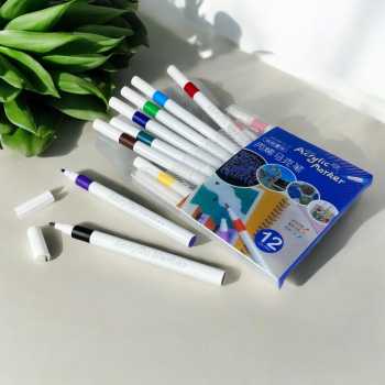Gambar produk HUNJHYC Spidol Warna Anak Acrylic Marker Fine Tip Quick Dry Waterproof 12 Warna - 8812