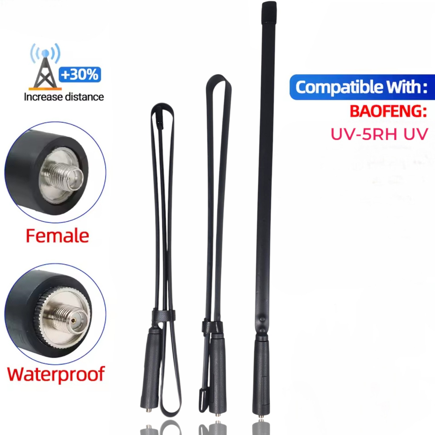 ABBR Antena HT Walkie Talkie Radio SMA Female for Baofeng UV-5RH UV 124cm - AB-44 Gambar produk ABBR Antena HT Walkie Talkie Radio SMA Female for Baofeng UV-5RH UV 124cm - AB-44