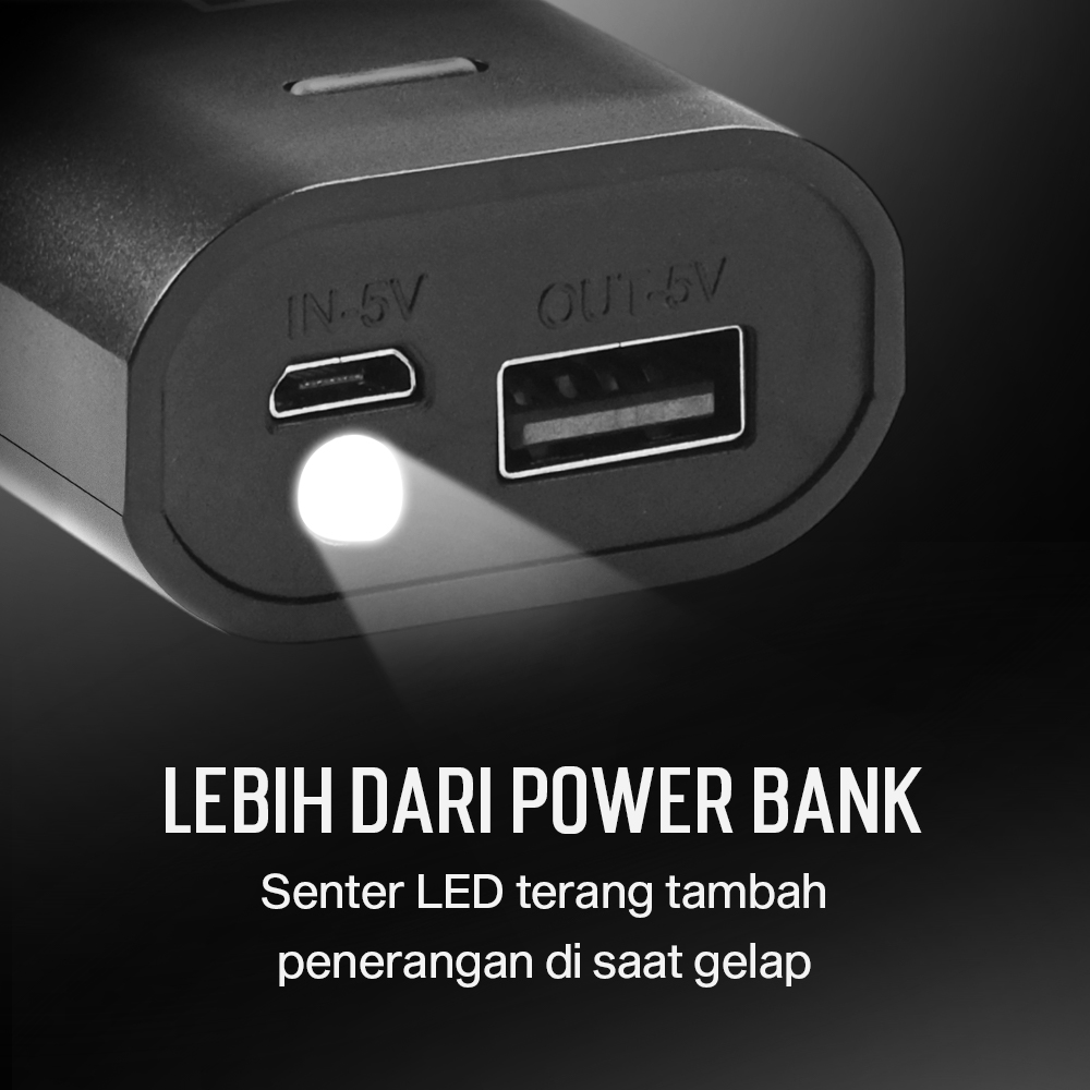 Gambar produk VARITIES Power Bank DIY Case Flashlight USB Port 2 PCS 18650 Flat Top - V600