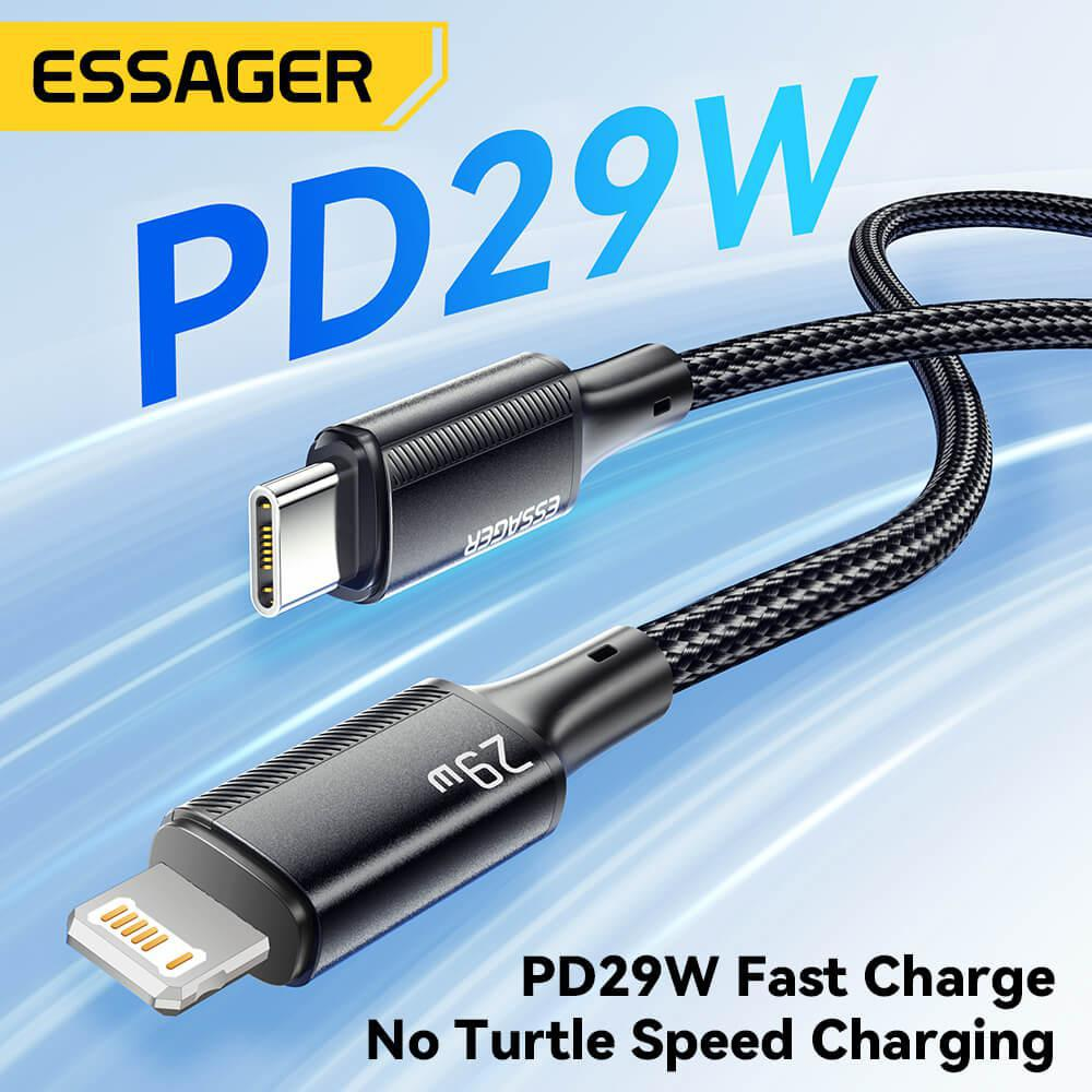 ESSAGER Charging Cable USB Type C to Lightning 3M 29W - EXCTL-JJC01-P Gambar produk ESSAGER Charging Cable USB Type C to Lightning 3M 29W - EXCTL-JJC01-P