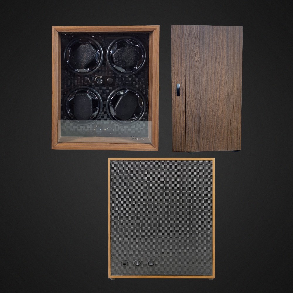 Rhodey Watch Winder Box Automatic Kotak Display Jam Tangan 4 Slot 4 Slot - SKW14 Gambar produk Rhodey Watch Winder Box Automatic Kotak Display Jam Tangan 4 Slot 4 Slot - SKW14