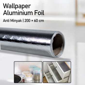 DIYOMG Sticker Wallpaper Aluminium Foil Anti Minyak Grid 200x60cm - CFT3