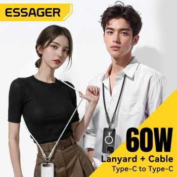 Gambar produk ESSAGER Kabel Data 2in1 Lanyard USB Type-C Fast Charging PD 60W 1.2M - EXCTT2-JC01-P