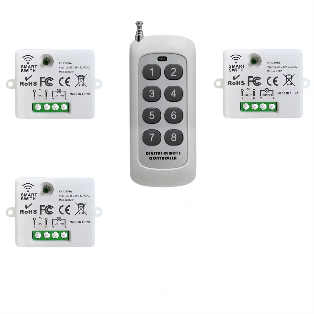 YULO Wireless Relay Switch Remote Control 433 MHz EV1527 220V 10A - YL-33 Gambar produk YULO Wireless Relay Switch Remote Control 433 MHz EV1527 220V 10A - YL-33