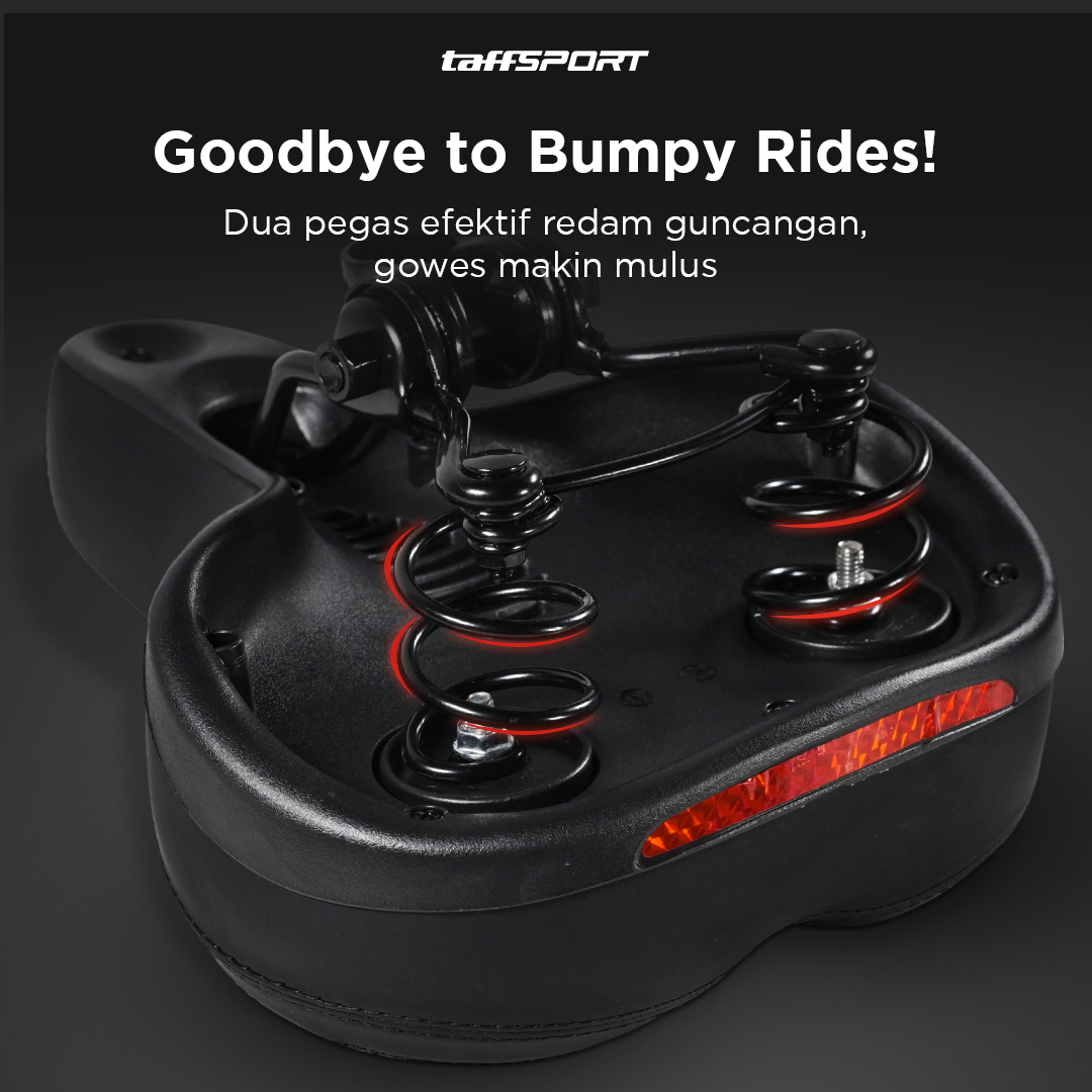 TaffSPORT Sadel Sepeda Shock Spring Absorption Reflective Tape - SX118-1 Gambar produk TaffSPORT Sadel Sepeda Shock Spring Absorption Reflective Tape - SX118-1