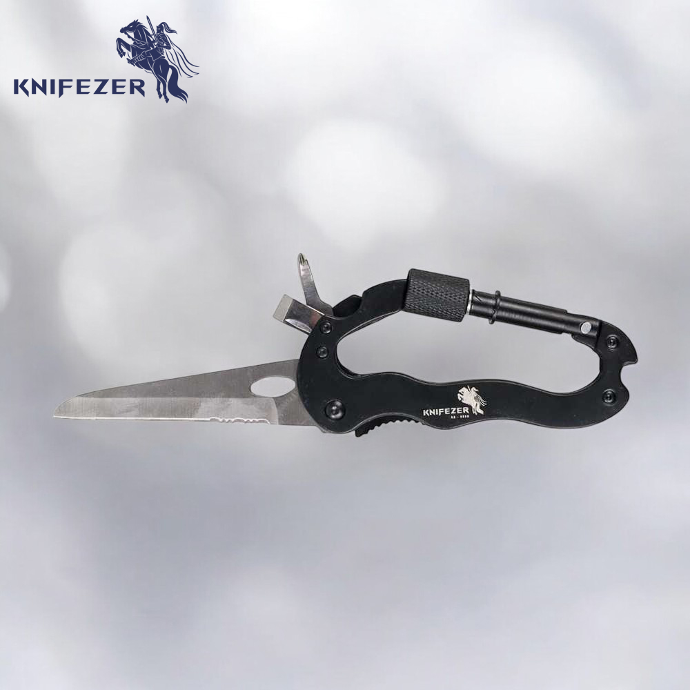 Gambar produk KNIFEZER Carabiner Pisau Lipat 5in1 Portable Knife Survival Tool EDC - RB-999B