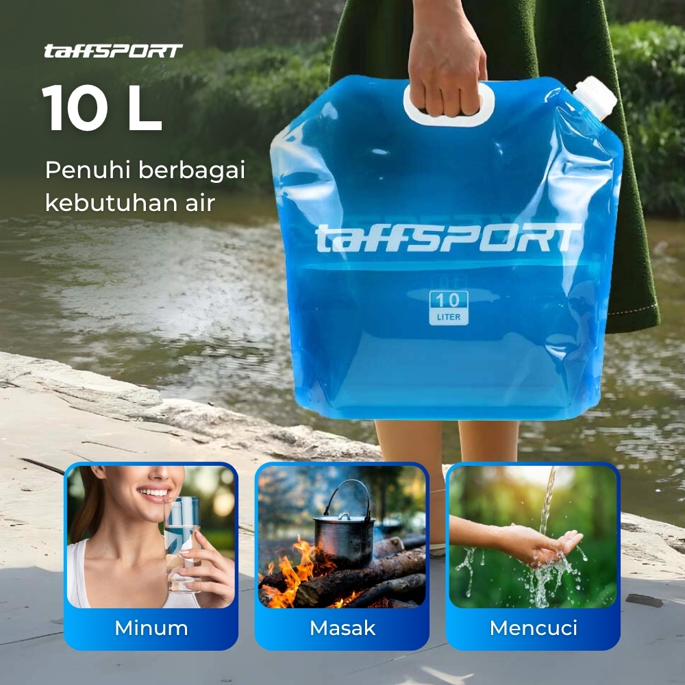 TaffSPORT Kantong Air Minum Lipat Multifungsi Portable Water Bag 10L - ASD005 Gambar produk TaffSPORT Kantong Air Minum Lipat Multifungsi Portable Water Bag 10L - ASD005