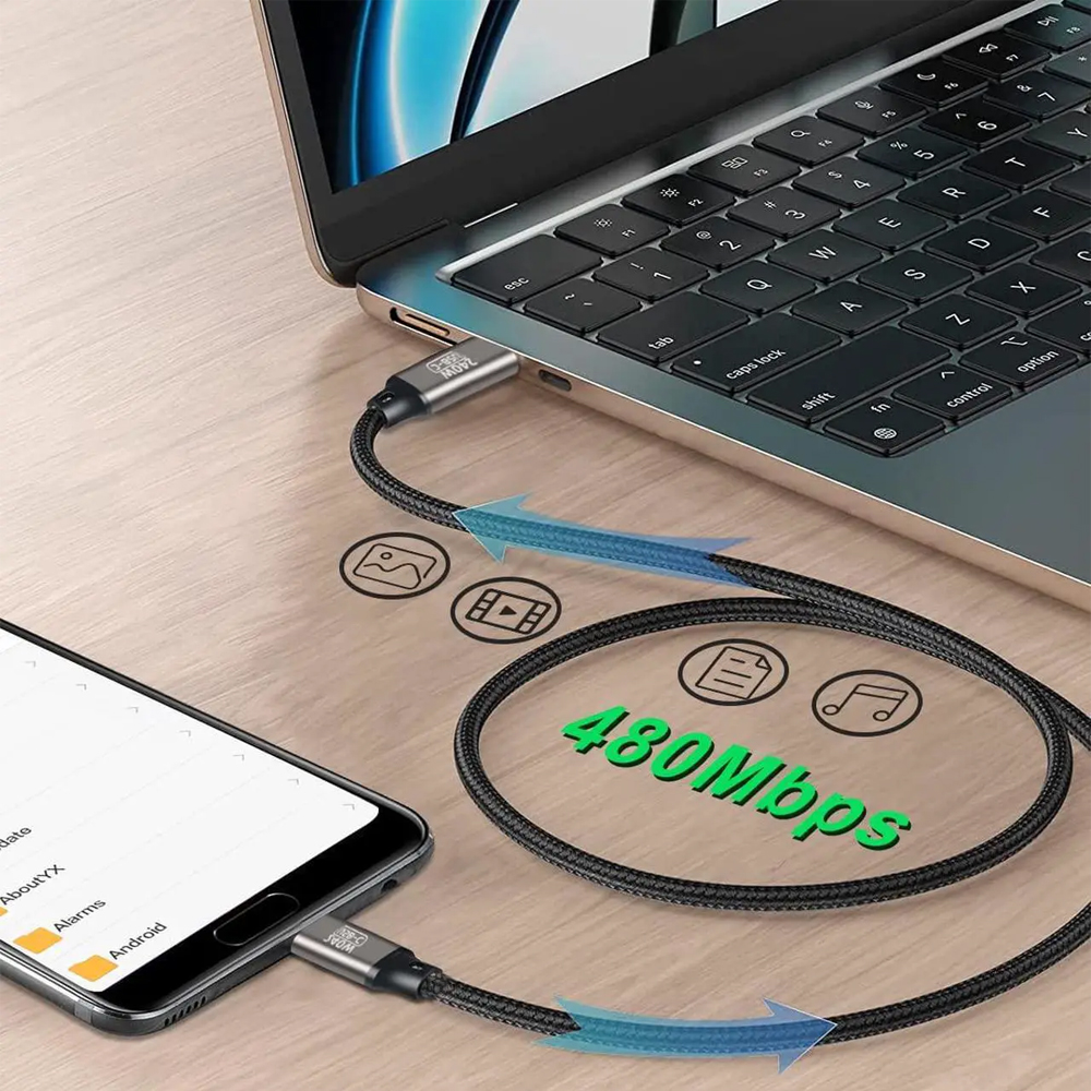 BYTE Kabel Data Type C to Type C Fast Charging PD 240W 1.5M - BY-24 Gambar produk BYTE Kabel Data Type C to Type C Fast Charging PD 240W 1.5M - BY-24