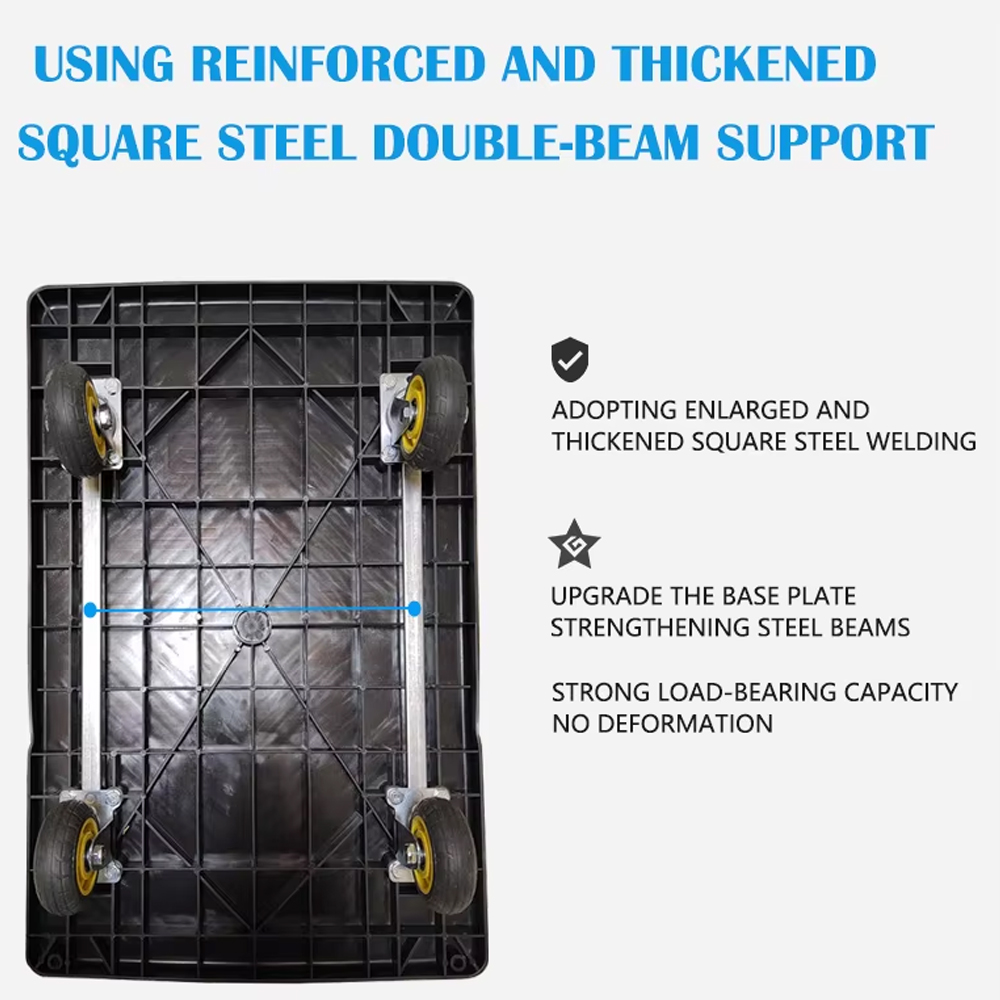 PICKU Troli Barang Lipat Foldable Flatbed Cart Silent Wheel 70x42cm - PC-42 Gambar produk PICKU Troli Barang Lipat Foldable Flatbed Cart Silent Wheel 70x42cm - PC-42