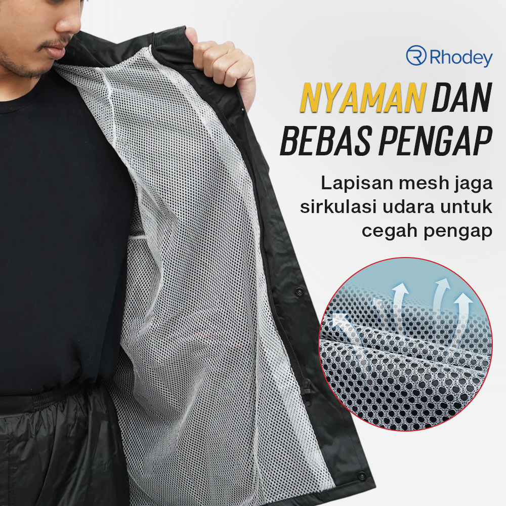 Rhodey Jas Hujan Setelan Motor Visor Polyester Waterproof Raincoat L - ZY-8119 Gambar produk Rhodey Jas Hujan Setelan Motor Visor Polyester Waterproof Raincoat L - ZY-8119