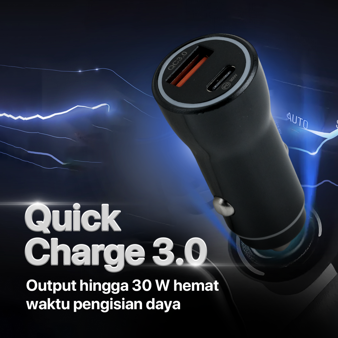 CARFN Car Charger Mobil Fast Charging PD QC 3.0 USB Type C Port 30W - TE-P21 Gambar produk CARFN Car Charger Mobil Fast Charging PD QC 3.0 USB Type C Port 30W - TE-P21