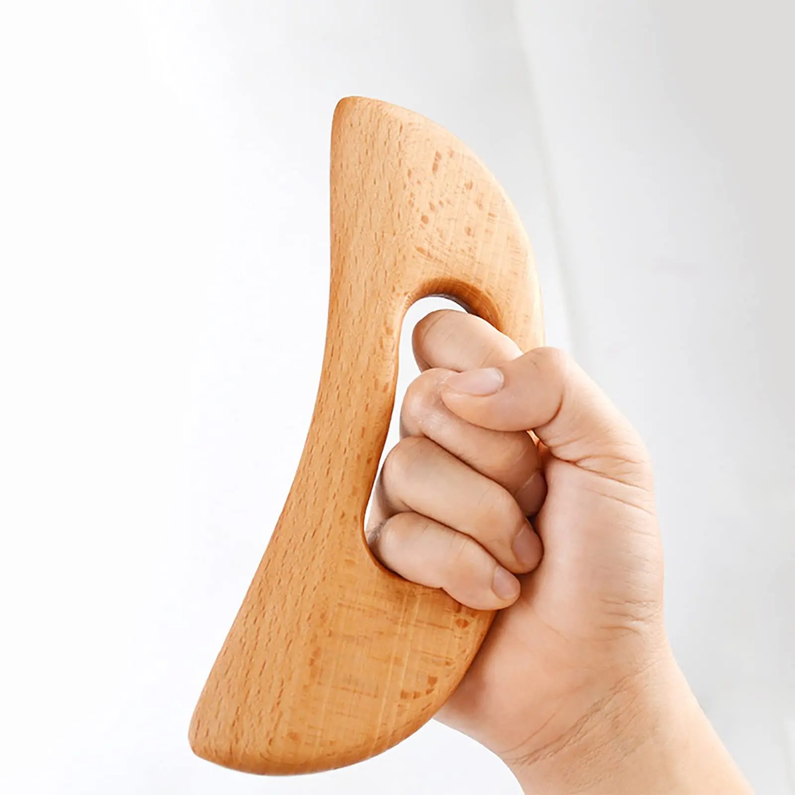 Gambar produk DUTRIEUX Alat Pijat Tubuh Gua Sha Kayu Wooden Massage Tool Moon Shaped - DT-19